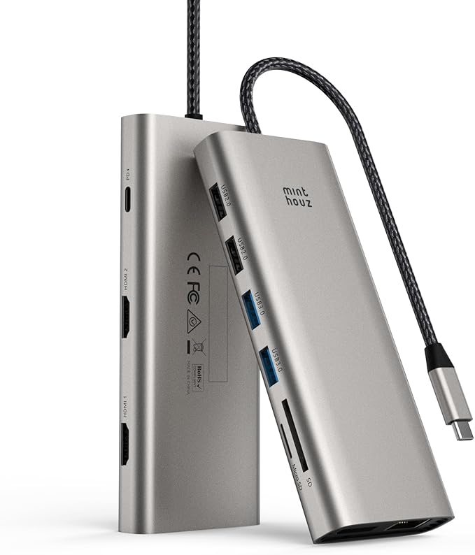 USB C Docking Station, Minthouz 12-in-1 Laptop Docking Station Dual Monitor by Minthouz