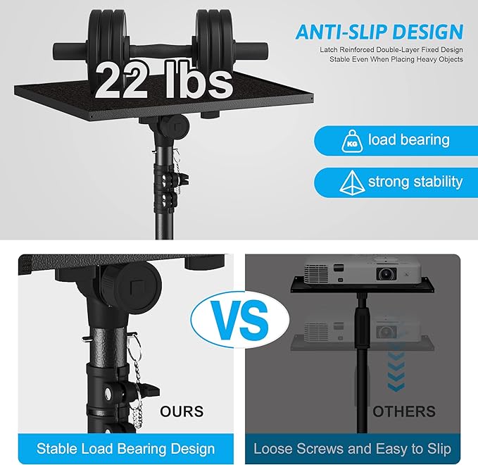 Projector Stand Tripod, Laptop Tripod Stand Adjustable Height from 23.5 to 63.5 - Image 2