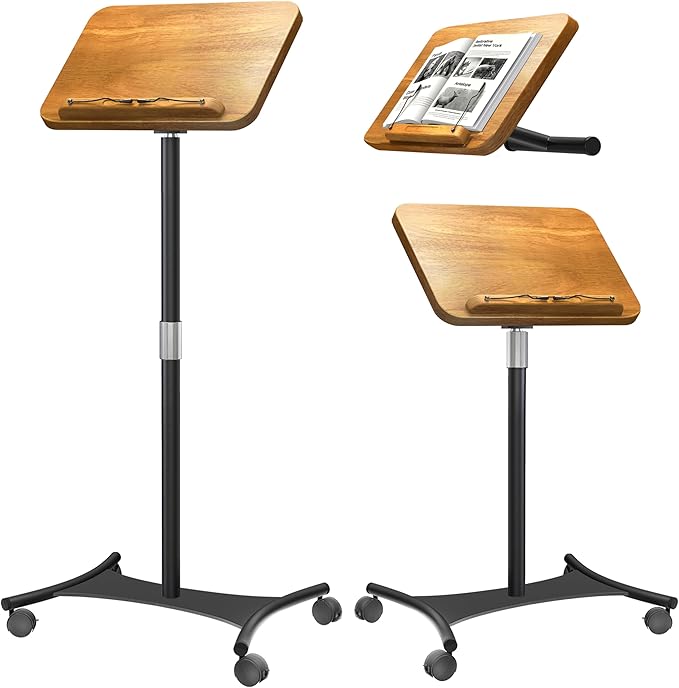 NAMON Rolling 2-in-1 Dual-use Music Stand & Desktop Book Stand, 100% Solid Wood by NAMON