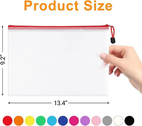 12pcs Mesh Zipper Pouch Bags, Waterproof A4 Letter Size Puzzle Bag - Image 2