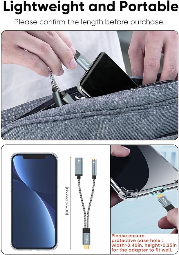 CableCreation USB C to 3.5mm Headphone and Charger Adapter - Image 6