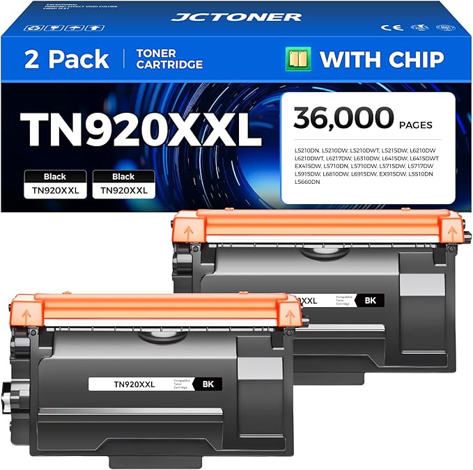 TN920XXL Black Toner Cartridge 2-Pack High Yield Compatible by JCTONER