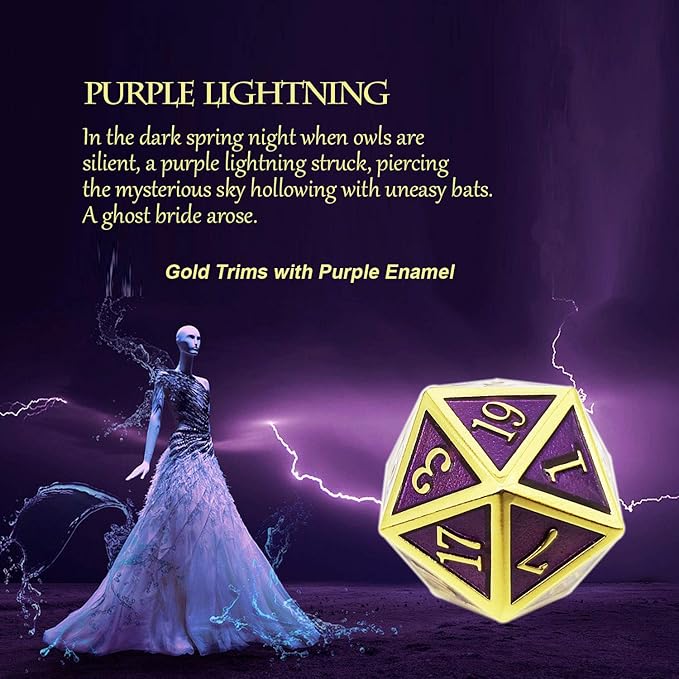 Haxtec D&D Metal Dice Set Gold Purple DND Dice Compatible - Image 6