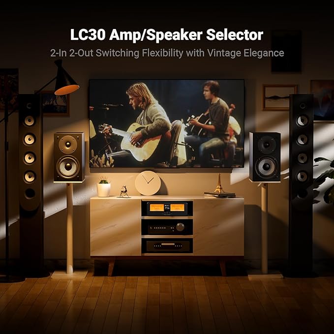 Fosi Audio LC30 VU Meter Amplifier Speaker Selector Switch Box Audio Visualizer - Image 2