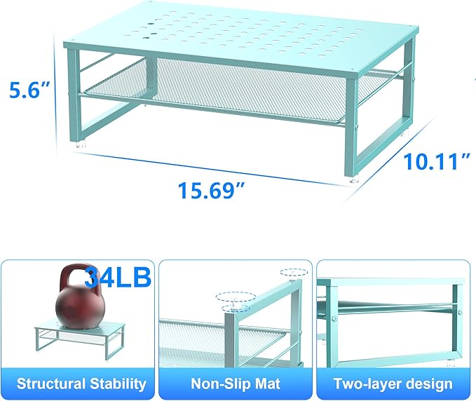 gianotter 2-Tier Metal Monitor Stand Riser, Desk Organizer - Image 5