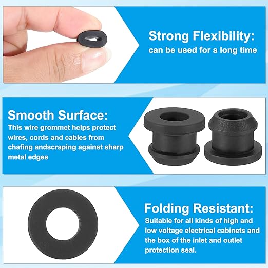 PATIKIL 10mm / 3/8 Inch Drill Hole, 1/4 Inch ID Rubber Grommets - Image 3
