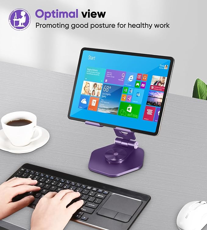 Foldable Aluminum Tablet Stand for Desk, 360° Swivel iPad & Tablet Holder – - Image 6