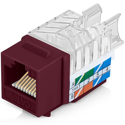 Everest 45° Angled RJ45 Cat6 Keystone Jacks 20-Pack in Red by EverestMediaSolutions
