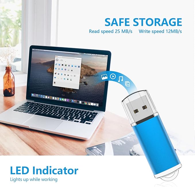 KOOTION Flash Drive 32GB 10 Pack USB 2.0 Thumb Drive Capped Memory Stick Jump - Image 3