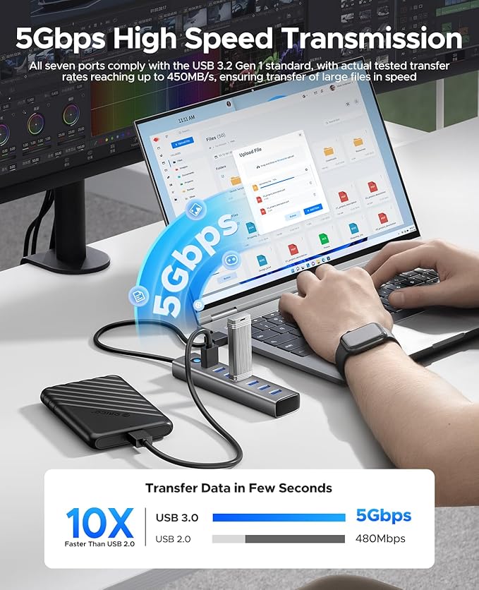 ORICO Aluminum 7-Port USB Hub - Image 3