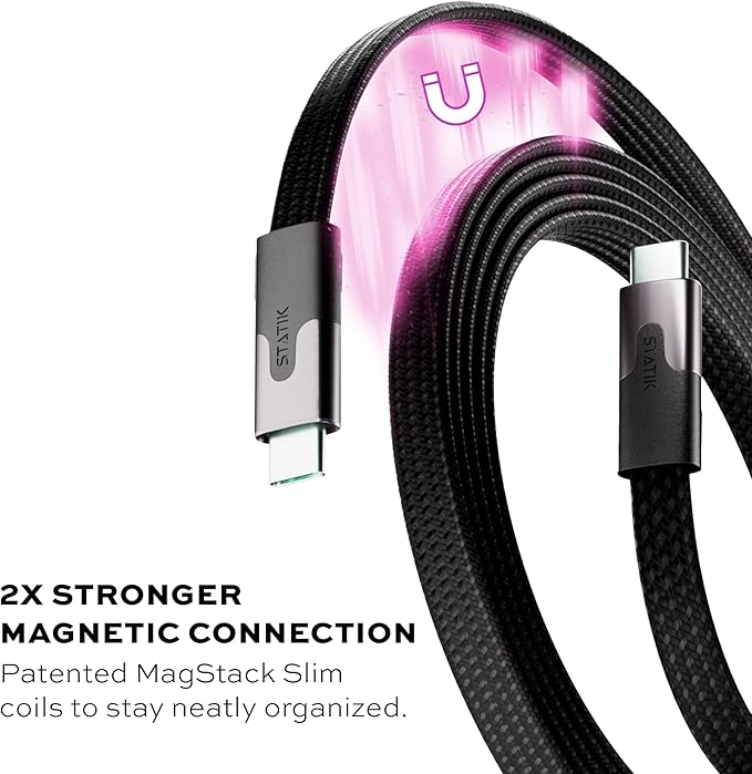 Statik MagStack USB C to USB C Cable, Magnetic Anti Tangle Flat Type C Charger - Image 2