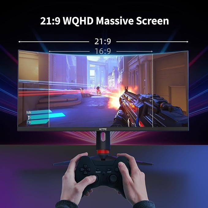 KTC 34 Inch Curved Ultrawide Gaming Monitor, 3440x1440p 165Hz 1ms, 1500R Curved - Image 2