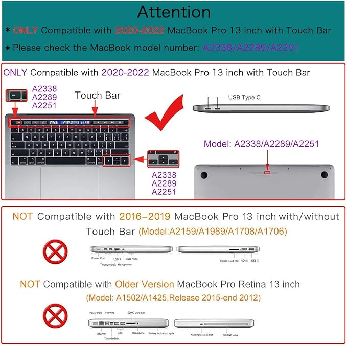 Teryeefi for MacBook Pro 13 inch Case 2024, 2022-2016 Release Model M2 M1 A2338 - Image 2