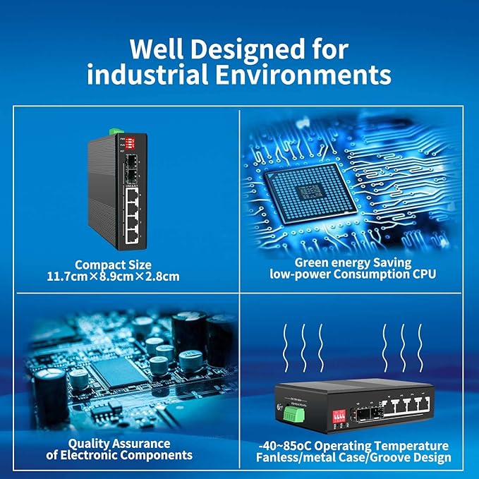 4-Port Hardened Industrial Gigabit 2+ Managed DIN-Rail Switch, 4x10/100/1000 - Image 4