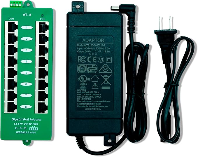 PoE Texas 8 Port PoE/PoE+ Active Mode A Injector by PoETexas