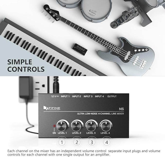 FIFINE Ultra Low-Noise 4-Channel Line Mixer - Image 5