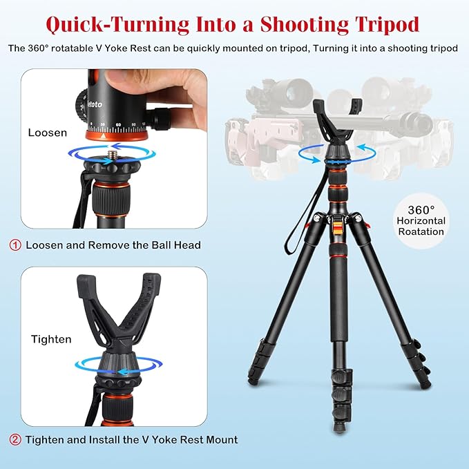 68" Tripod for Camera & Shooting Tripods, 2 in1 Camera Tripods & Monopods - Image 3