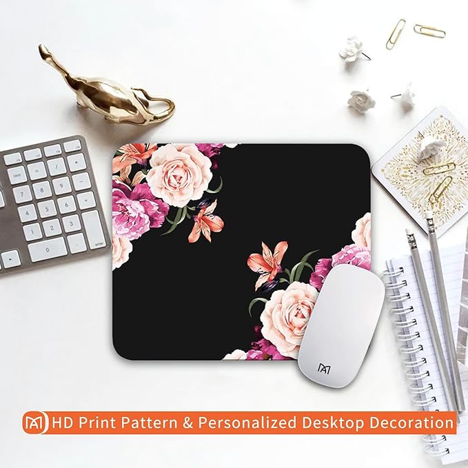 Square Mouse Pad Pretty Peony Flower, Personalized Premium-Textured Custom - Image 6