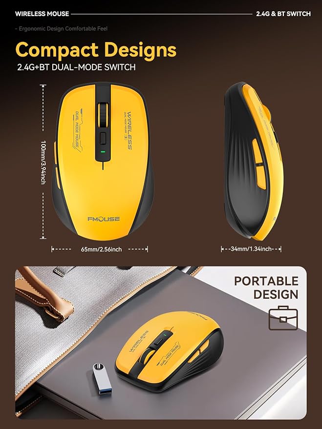Wireless Mouse with Forward/Backward Side Keys, Silent Click, Ergonomic - Image 7