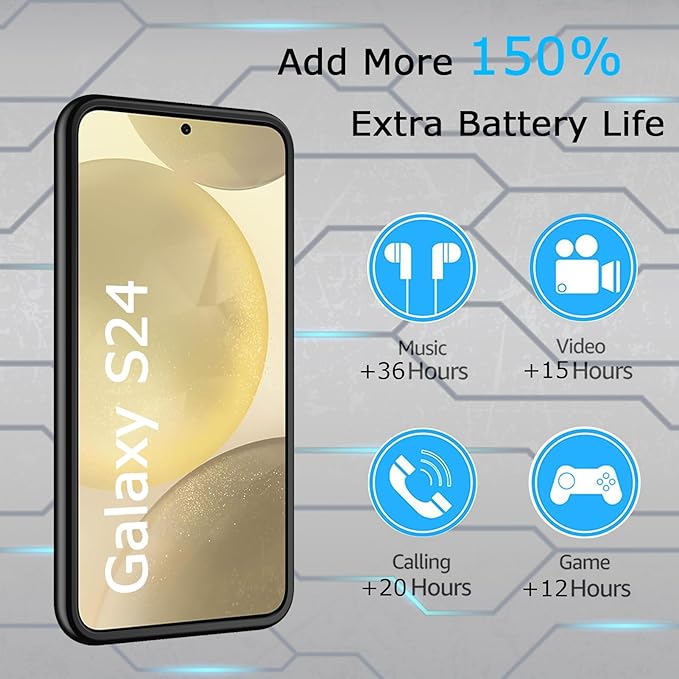 Battery Case for Galaxy S24, Slim Portable Protective Fast Charging Case Backup - Image 2