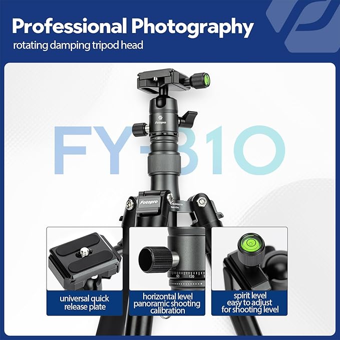 Fotopro Mini Tripod with Ball Head Phone Mount Detachable Selfie Stick Folded - Image 2