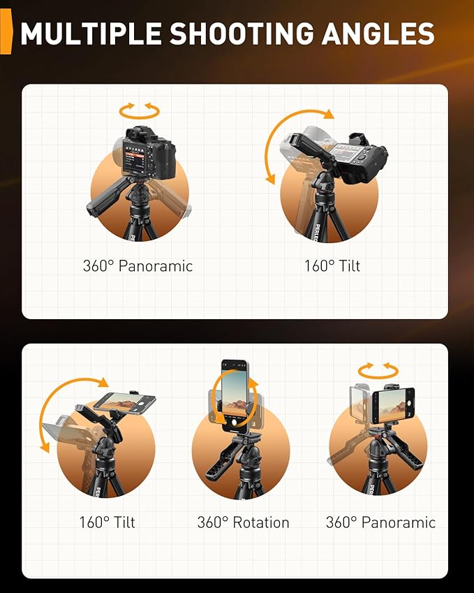 Perlegear Camera Tripod, 60″ Portable and Height-Adjustable, Travel Tripod - Image 7