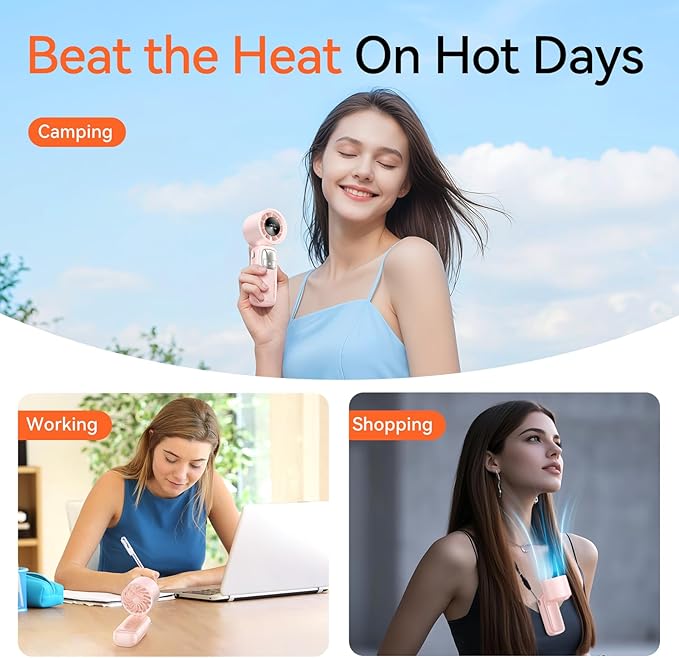 3-in-1 Portable Handheld Turbo Fan-100 Speeds, 15000 RPM, 10Hrs Cooling - Image 7