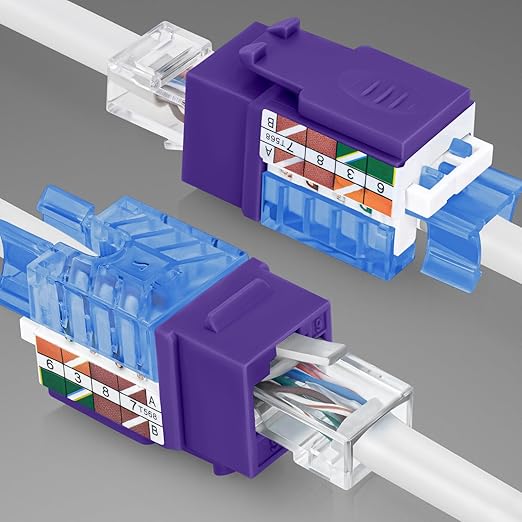 Everest 45° Angled RJ45 Cat5e Keystone Jacks 50-Pack in Purple - Image 8