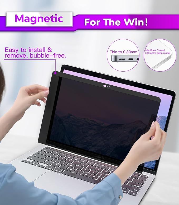 PYS Privacy Screen for MacBook Pro 13.3 Inch Laptop – Magnetic Anti-Spy - Image 4