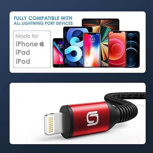 iPhone Charger Cable 3Pack 6FT USB-A to Lightning Cable Nylon Braided Fast - Image 8