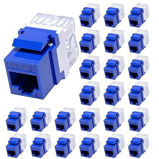 RJ45 Cat6 Keystone Jacks 25-Pack, Ethernet Keystone Jack, 180 Degree Punch-Down by Unknown
