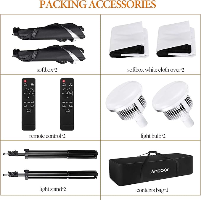 Andoer Studio Photography Light kit Softbox Lighting Set - Image 6