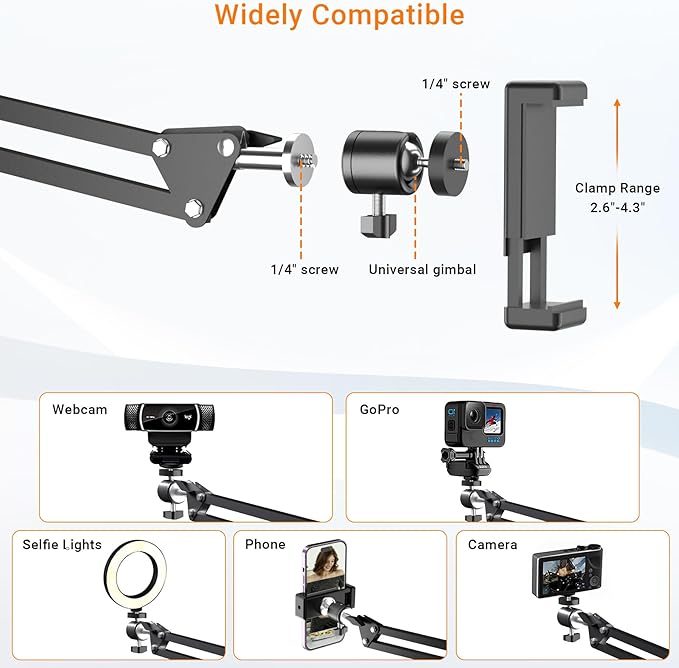 Tall Overhead Camera Mount, High Desk Phone Tripod Mount - Image 6
