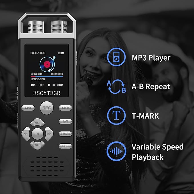 144GB Digital Voice Activated Recorder 1536KBPS Audio Voice Recorder - Image 4
