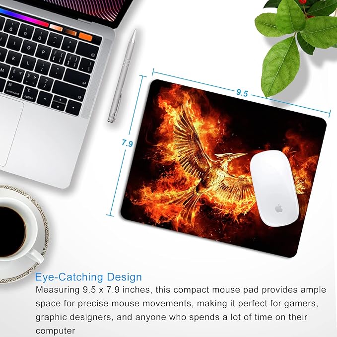 Cool Phoenix Mouse Pad Personalized Design, Non-Slip Surface, Rubber Base - Image 2