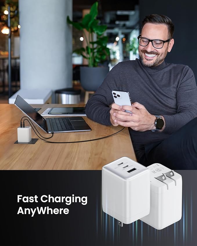 100W USB C Charger Block, 3-Port Compact Foldable Power Adapter USB Wall Charger - Image 6
