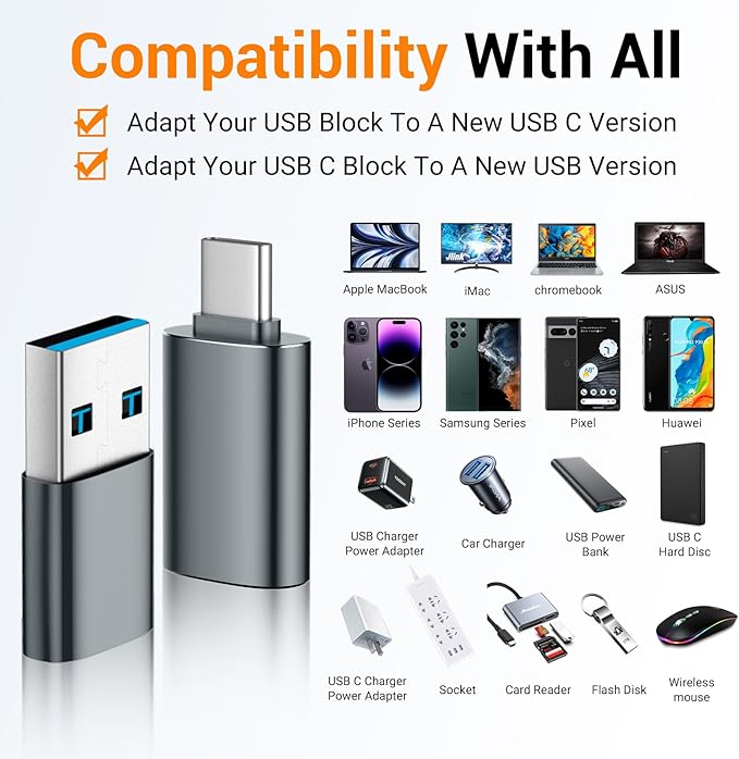   USB to USB C Adapter, USB C Male to USB 3.0 Female - Image 2