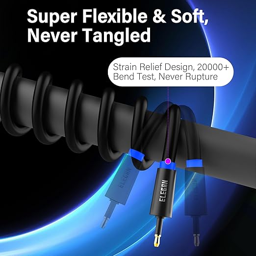 Elecan Mini Toslink to Toslink Digital Optical S/PDIF Audio Cable 20 Ft - Image 2