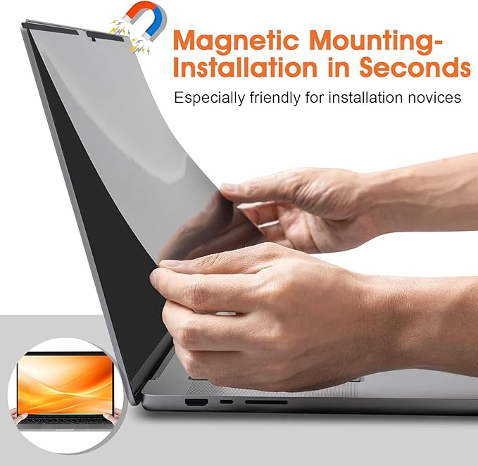 Magnetic Laptop Privacy Screen 13.3 Inch 16:9- Removable Anti-Glare Blue Light - Image 4