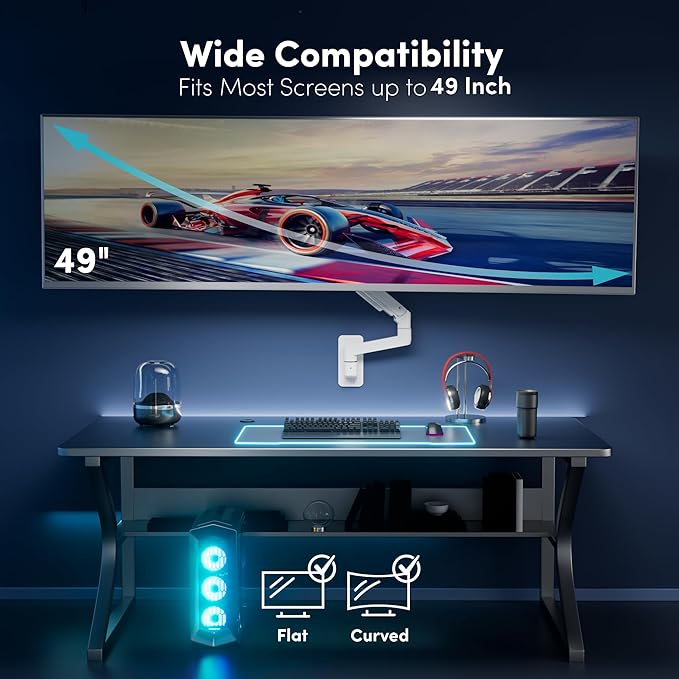 Monitor Wall Mount for 17-49 Inch Ultrawide Monitors, Single Monitor Arm Holds - Image 2