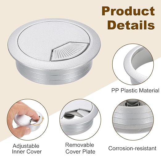 uxcell 5 Pcs 53mm Desk Grommet, Plastic Cable Hole Cover, Wire Cord Cable - Image 3
