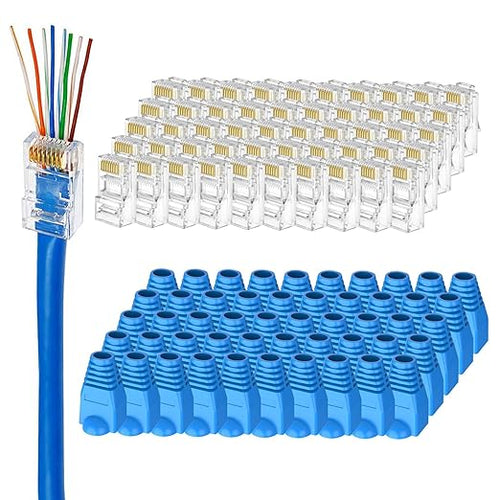 100-Pack Cat 6 Pass Through RJ45 Connectors by Brileine