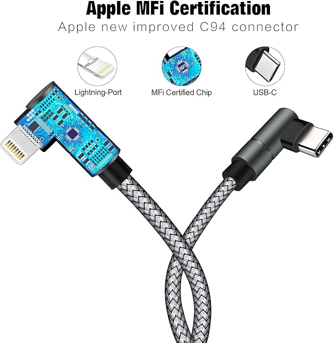 USB C to Lightning Cable MFi Certified PD Fast iPhone 12 Charging 6ft Cable 90 - Image 5
