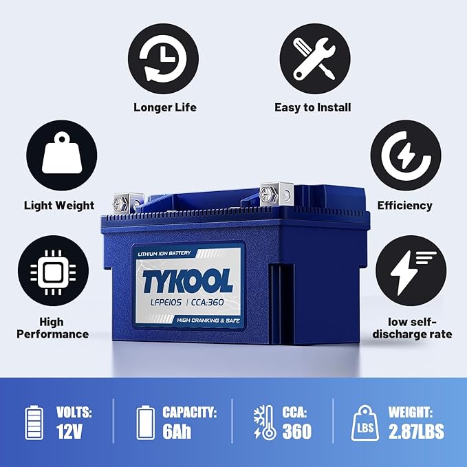 YTZ10S 12v lithium battery 6Ah 360CCA LiFePO4 battery, - Image 6