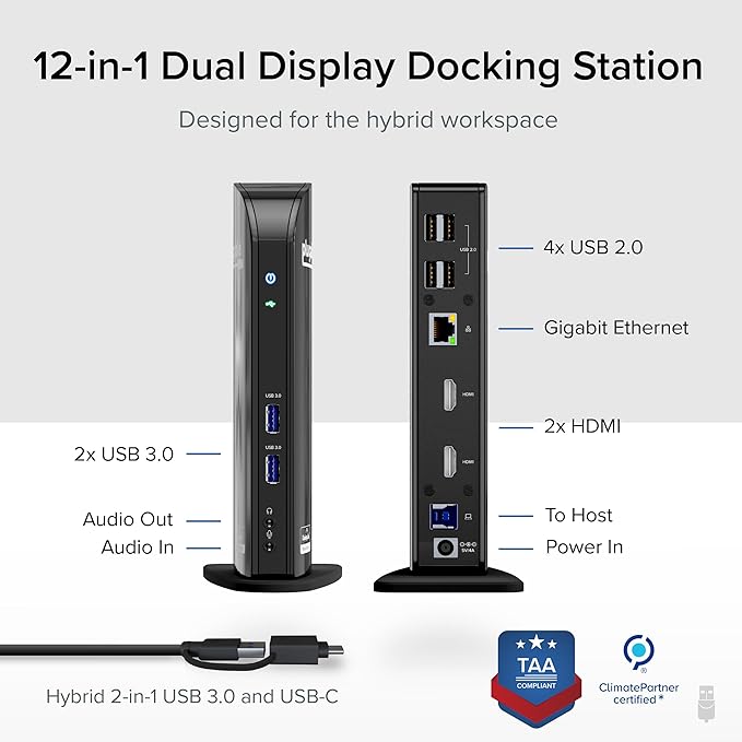 Plugable Universal Laptop Docking Station Dual HDMI Monitor - Image 2