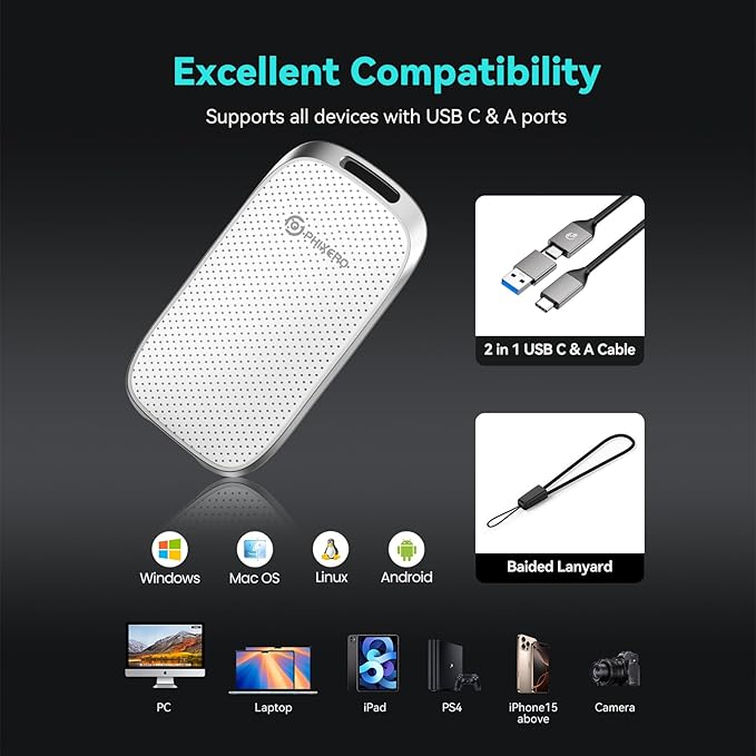 PHIXERO 2TB Portable SSD, Type-C Interface, Built-in mSTAT SSD - Image 4