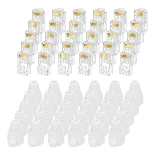 MECCANIXITY 60pcs Cat6 RJ45 Pass Through Connectors, RJ45 Connector 8P8C Gold by MECCANIXITY