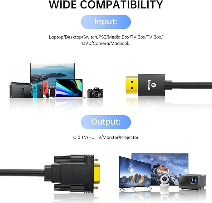 10ft HDMI to VGA Cable – 1080P HD Video Converter Cord - Image 7