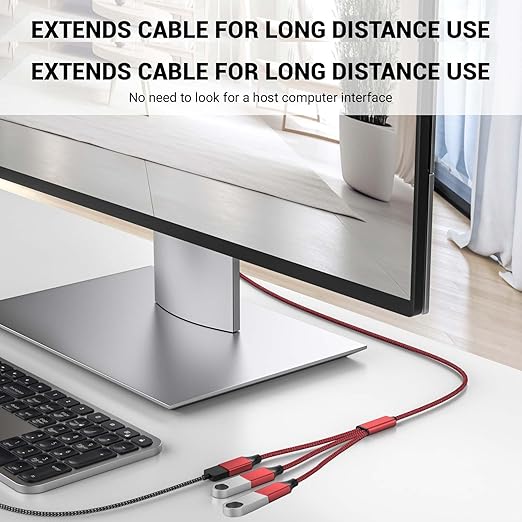 1FT USB Splitter 3 in 1 Out, A Male to 3 Female Extension Cable, USB Y Splitter - Image 4