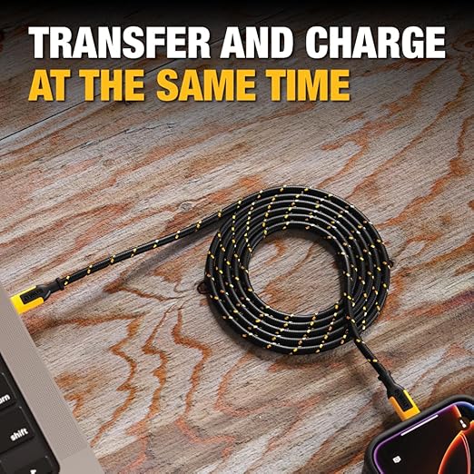 DEWALT Heavy Duty USB C Cable, Jobsite 60 Watt USB C Cable, High Speed Type-C - Image 4
